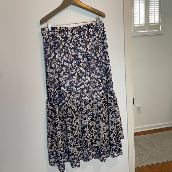 ME+EM Floral Chiffon Tiered Midi Skirt \\ 14 - Picture 4 of 9